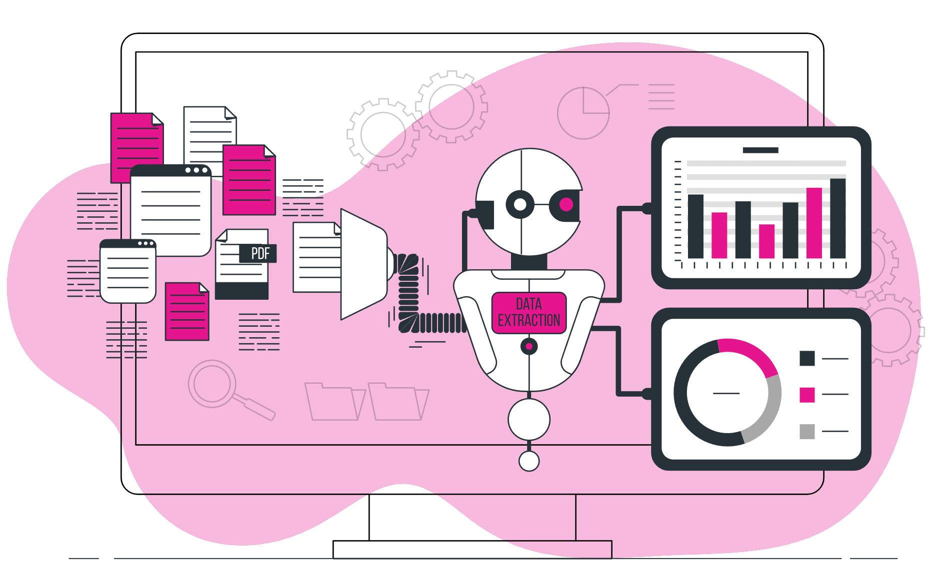 AI analyzing business data and triggering real-time decisions